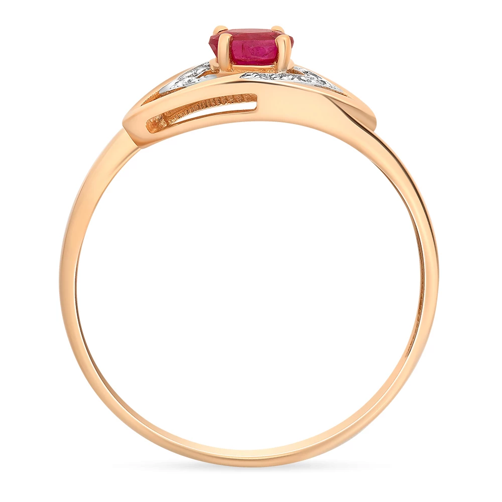 Кольцо с рубином и бриллиантами из красного золота 585 пробы 4