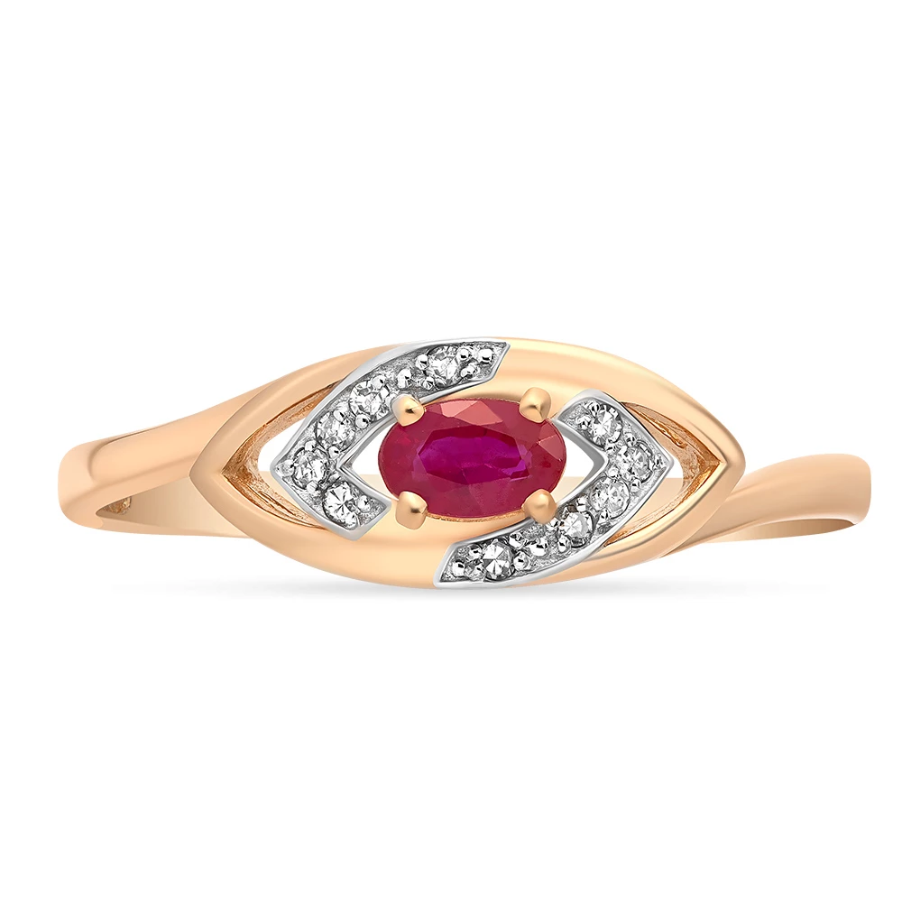 Кольцо с рубином и бриллиантами из красного золота 585 пробы 3