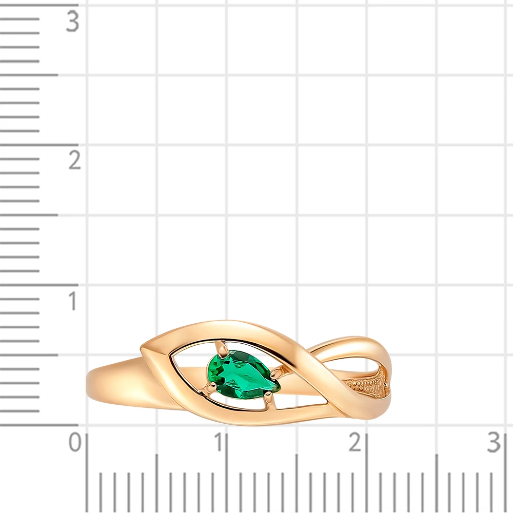 Кольцо с гидротермальным изумрудом из красного золота 585 пробы 2