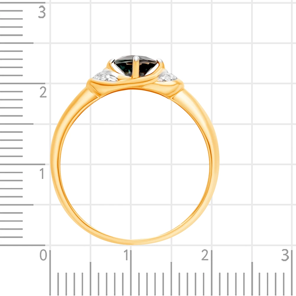 Кольцо с сапфиром и бриллиантами из красного золота 585 пробы 3