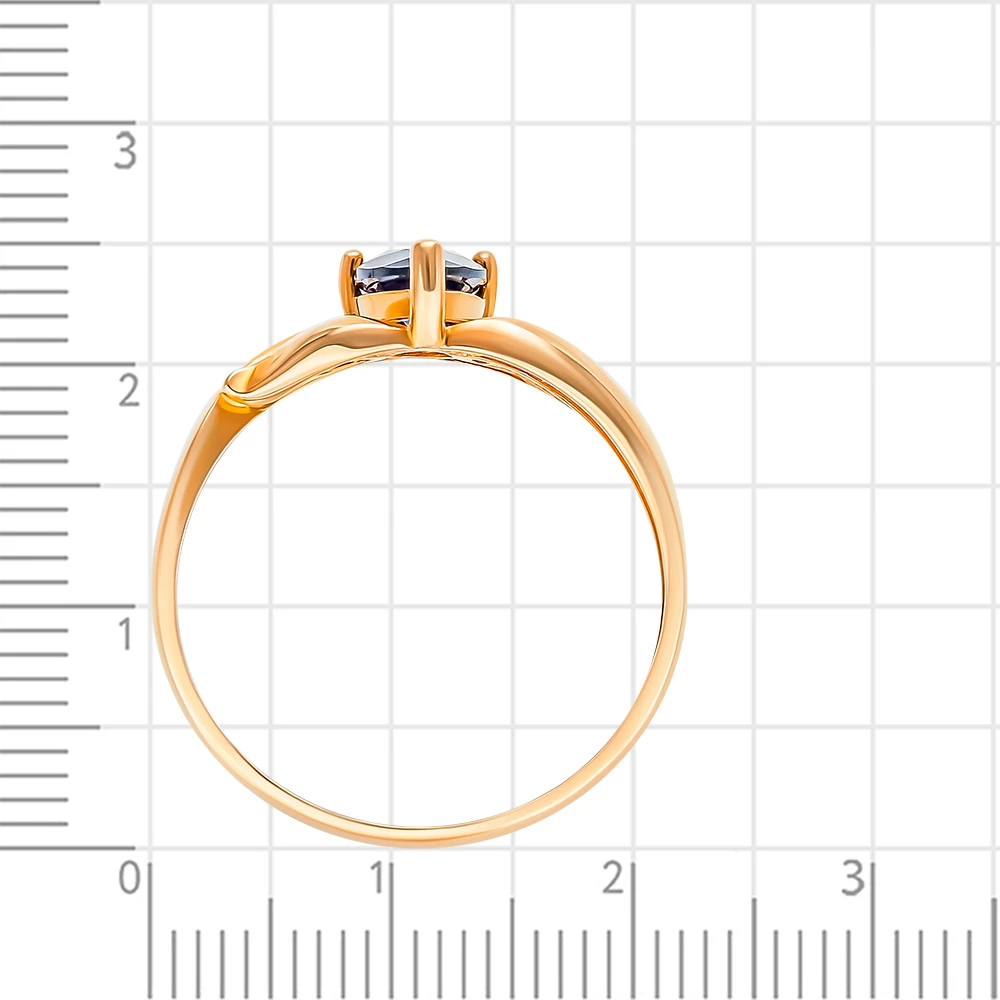 Кольцо с сапфирами синтетическими из красного золота 585 пробы 3