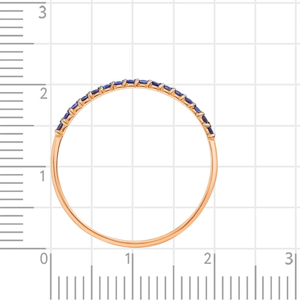 Кольцо с сапфирами синтетическими из красного золота 585 пробы 3