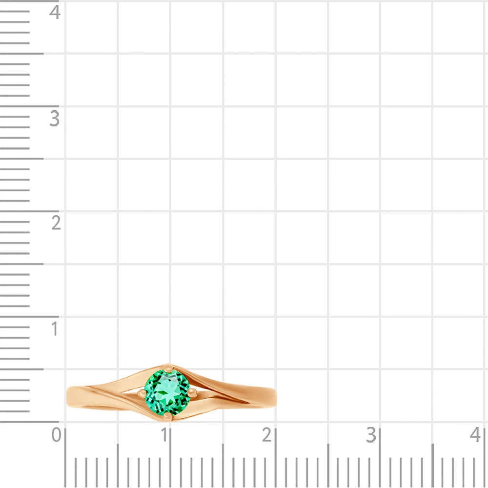 Кольцо с гидротермальными изумрудами из красного золота 585 пробы 2