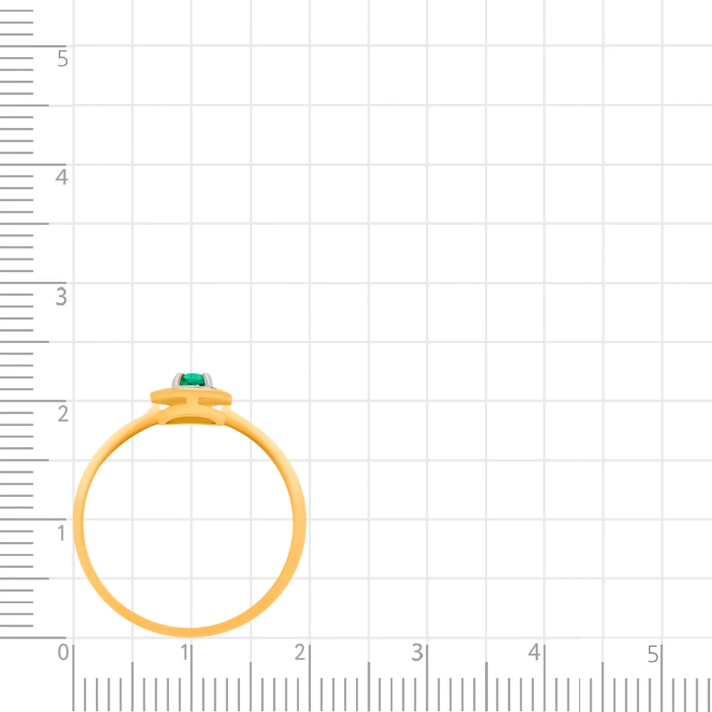 Кольцо с гидротермальным изумрудом и бриллиантами из красного золота 375 пробы 3