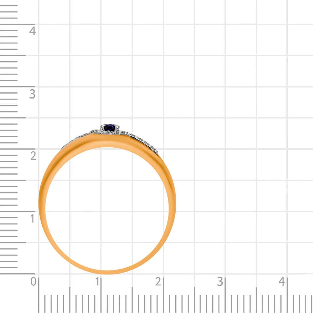 Кольцо с сапфиром синтетическим и бриллиантами из красного золота 375 пробы 3
