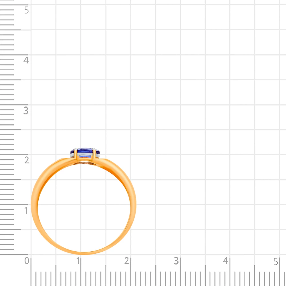 Кольцо с сапфиром синтетическим и бриллиантами из красного золота 375 пробы 3