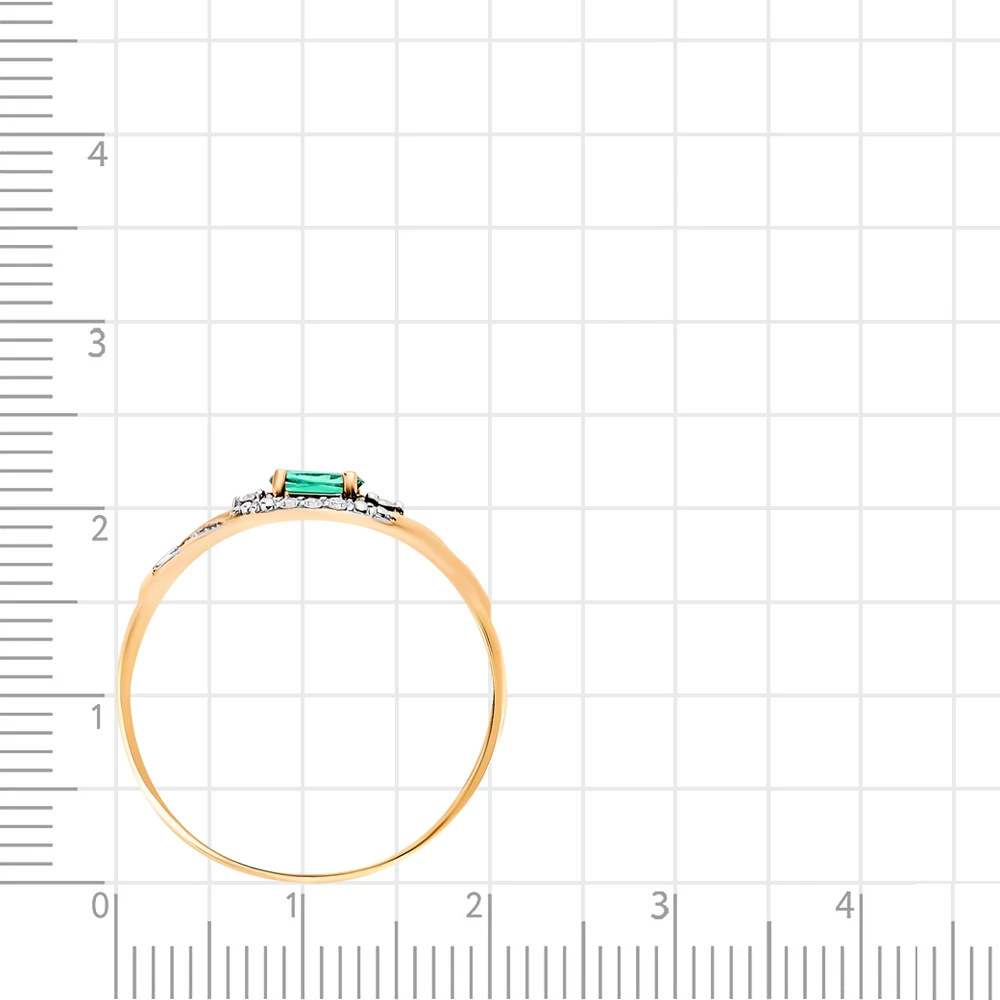 Кольцо с гидротермальным изумрудом и бриллиантами из красного золота 375 пробы 3