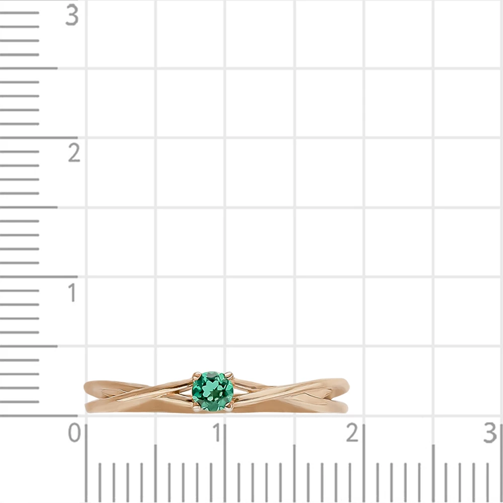 Кольцо с гидротермальными изумрудами из красного золота 375 пробы 2