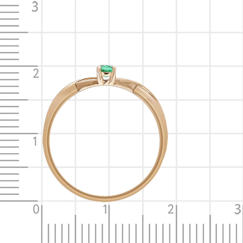 Кольцо с гидротермальными изумрудами из красного золота 375 пробы 3