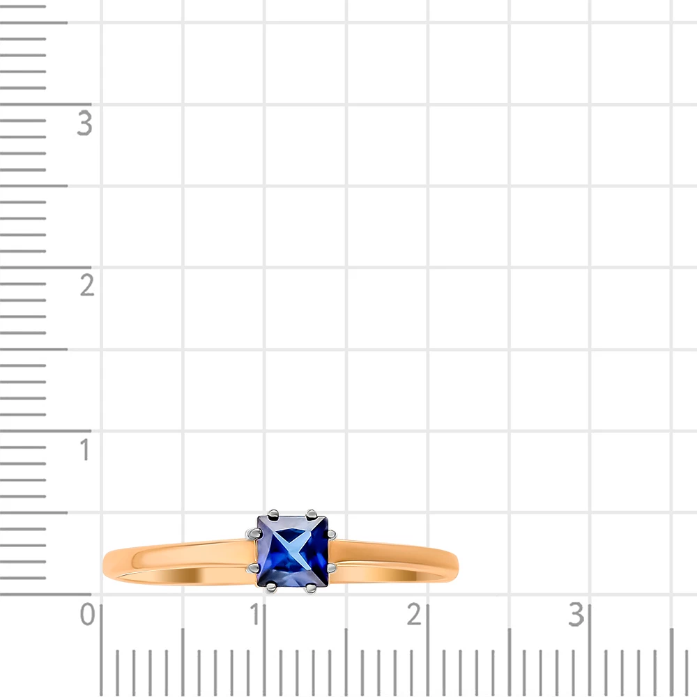Кольцо с сапфирами синтетическими из красного золота 375 пробы 2
