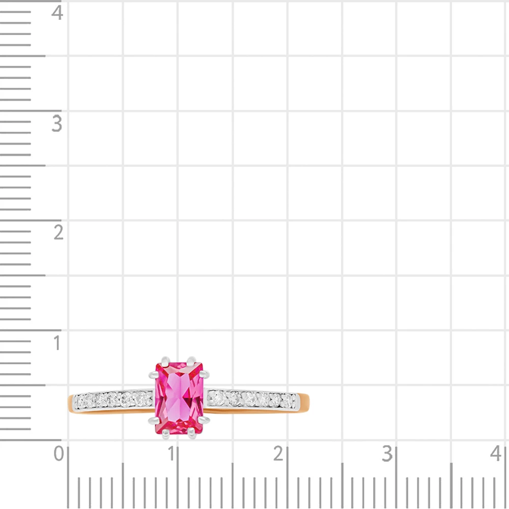 Кольцо с рубином синтетическим и бриллиантами из красного золота 375 пробы 2