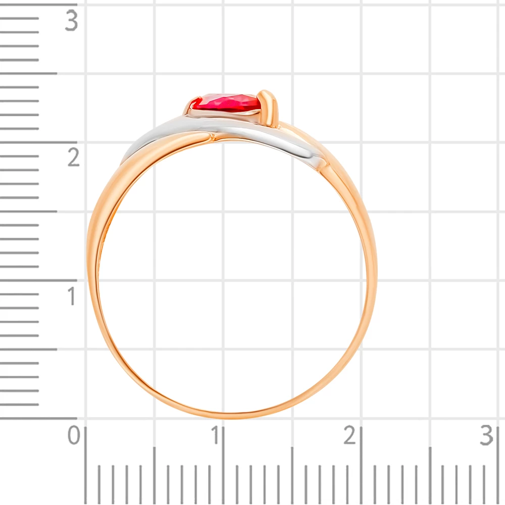 Кольцо с рубином синтетическим из красного золота 375 пробы 3