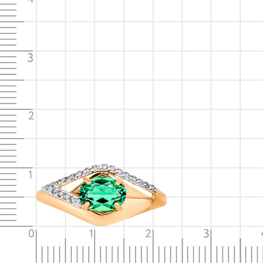 Кольцо с гидротермальным изумрудом и бриллиантами из красного золота 375 пробы 2