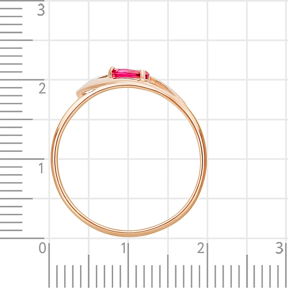 Кольцо с рубином синтетическим из красного золота 585 пробы 3