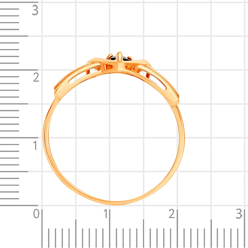 Кольцо с сапфиром синтетическим из красного золота 585 пробы 3