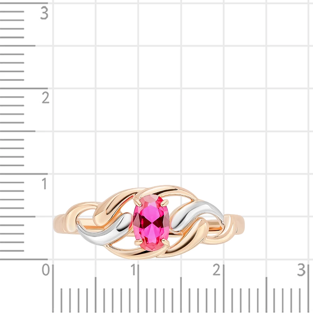Кольцо с рубином синтетическим из красного золота 585 пробы 2