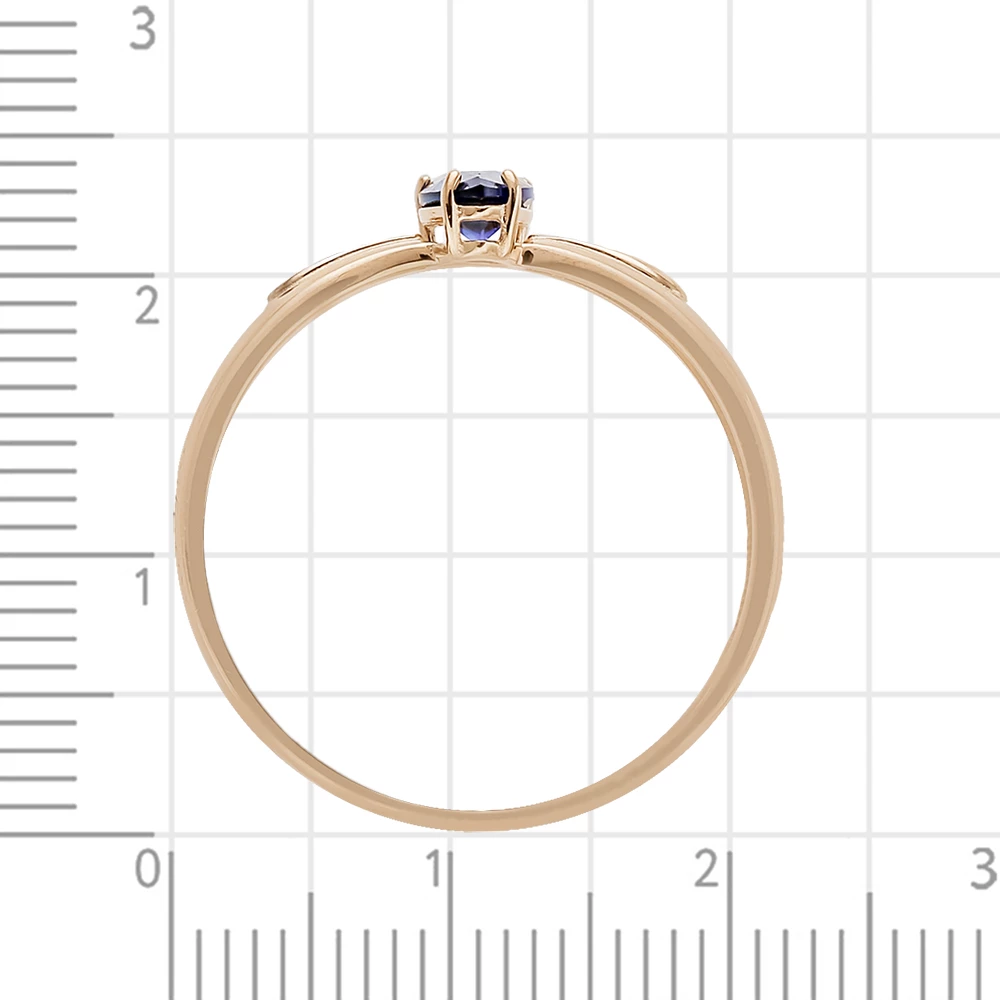 Кольцо с сапфиром синтетическим из красного золота 585 пробы 3