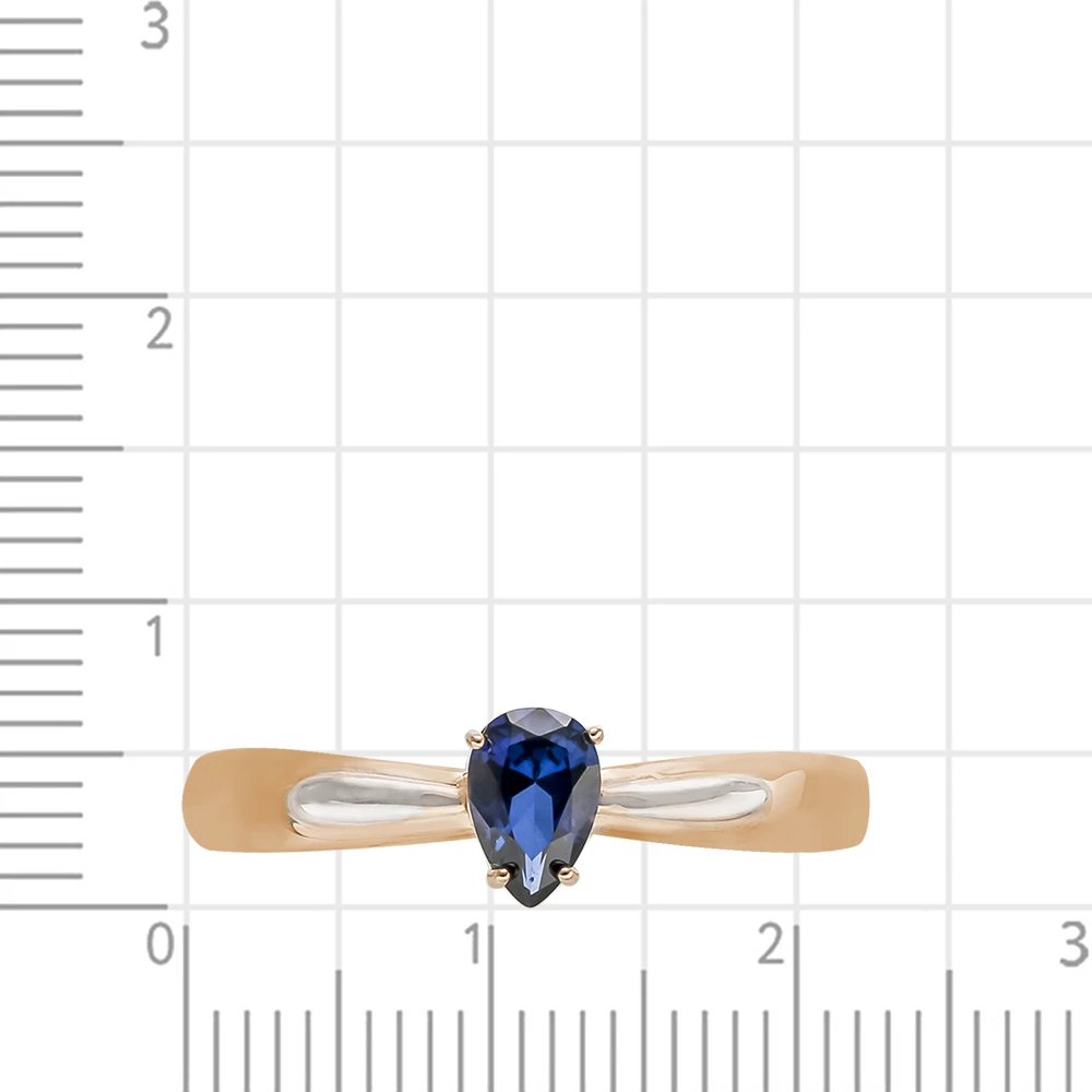 Кольцо с сапфиром синтетическим из красного золота 585 пробы 2