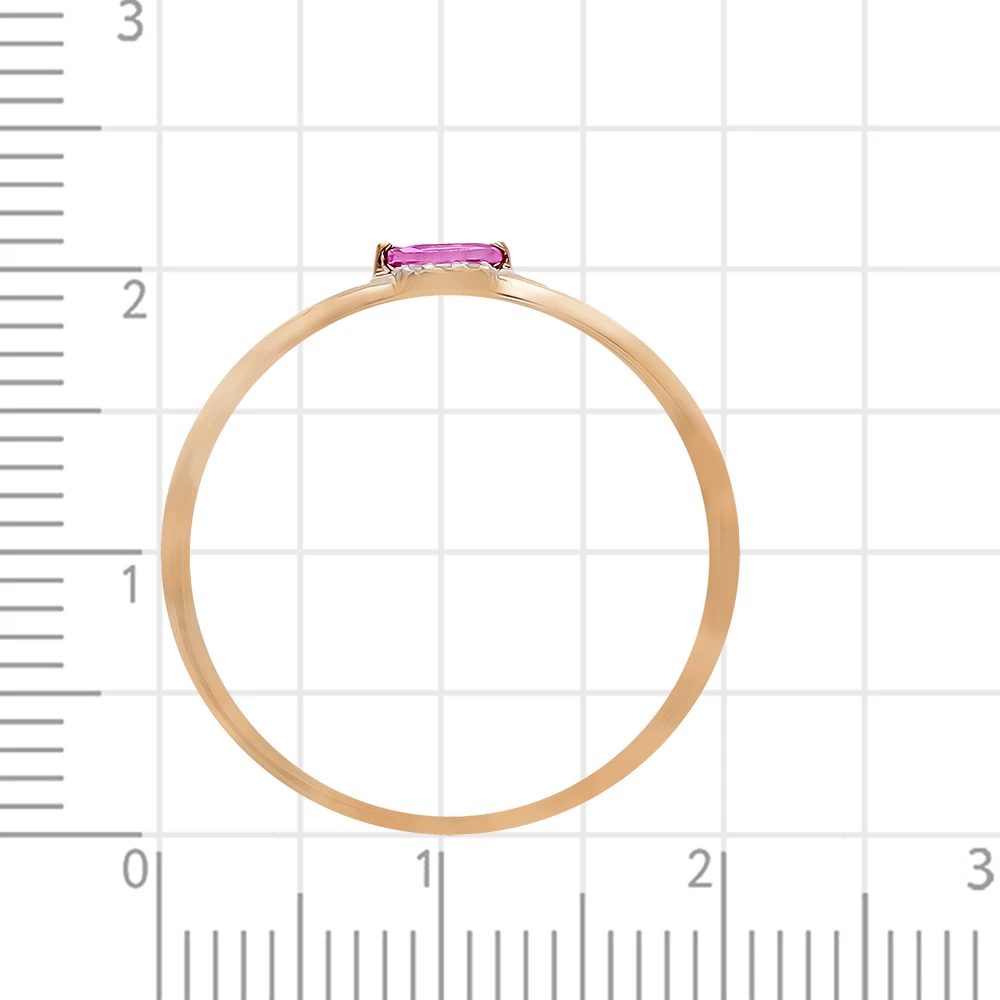 Кольцо с рубином синтетическим и бриллиантами из красного золота 585 пробы 3