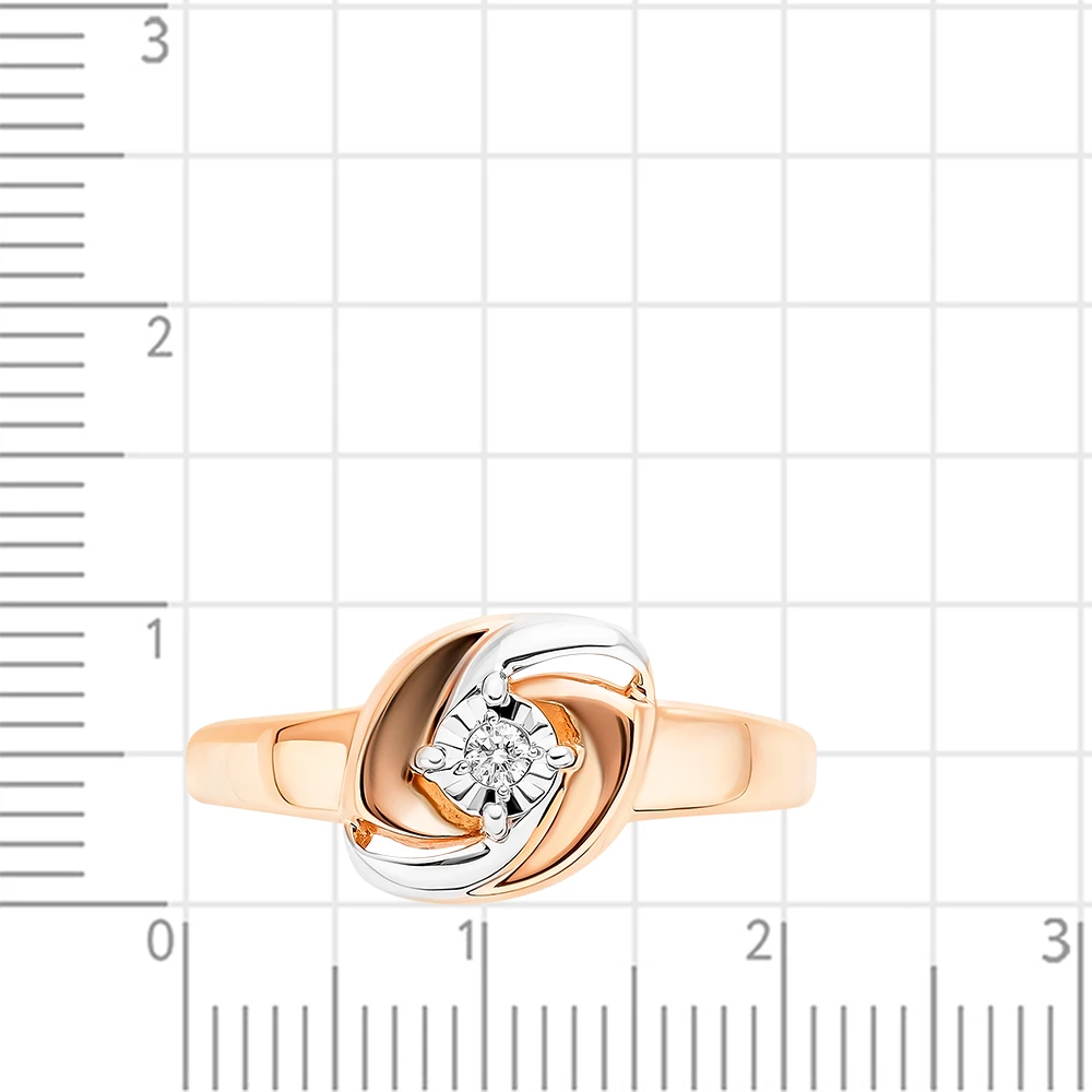 Кольцо с бриллиантом из красного золота 585 пробы 2