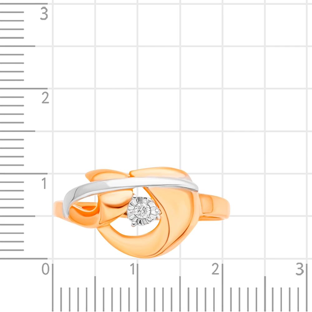 Кольцо с бриллиантом из красного золота 585 пробы 2