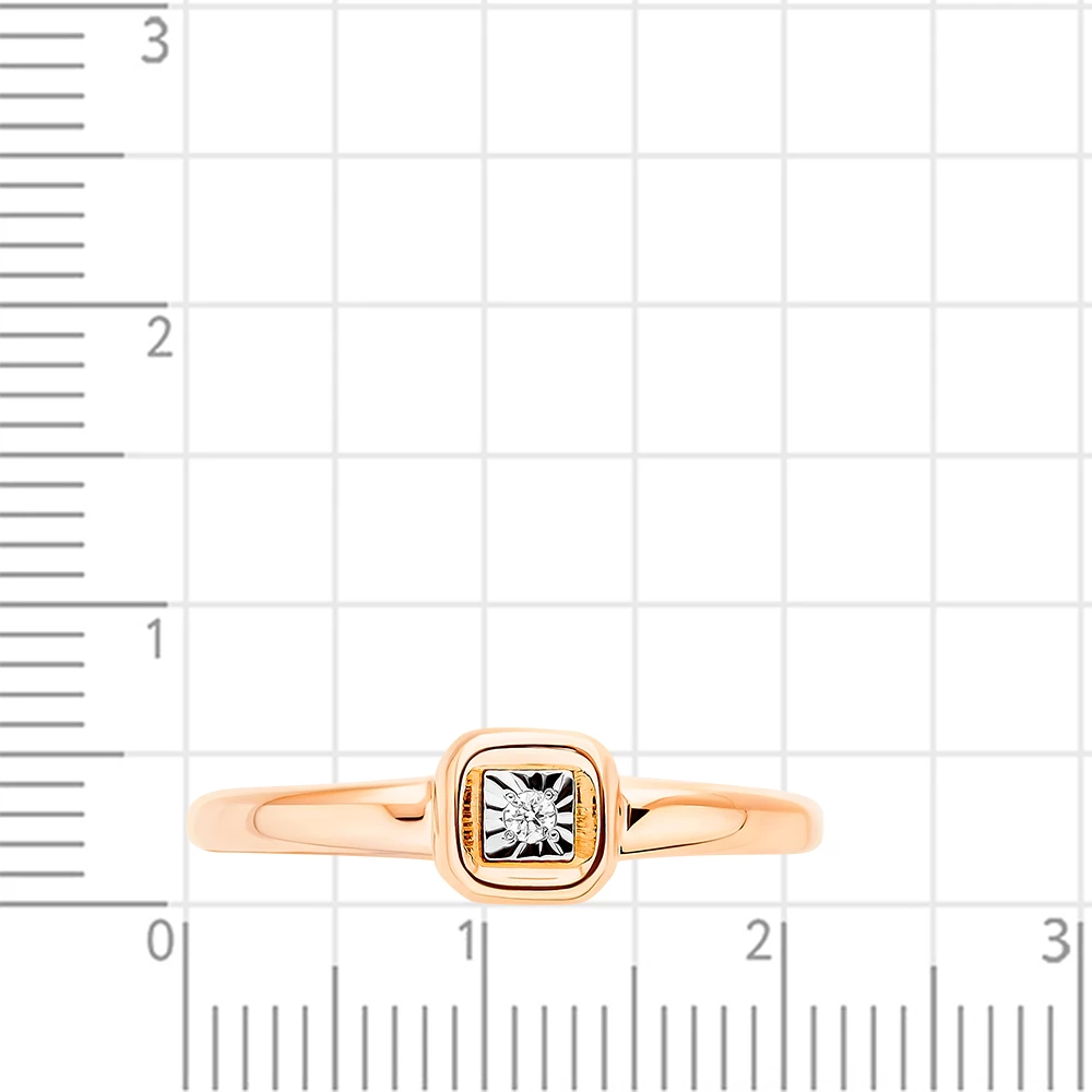 Кольцо с бриллиантом из красного золота 585 пробы 2