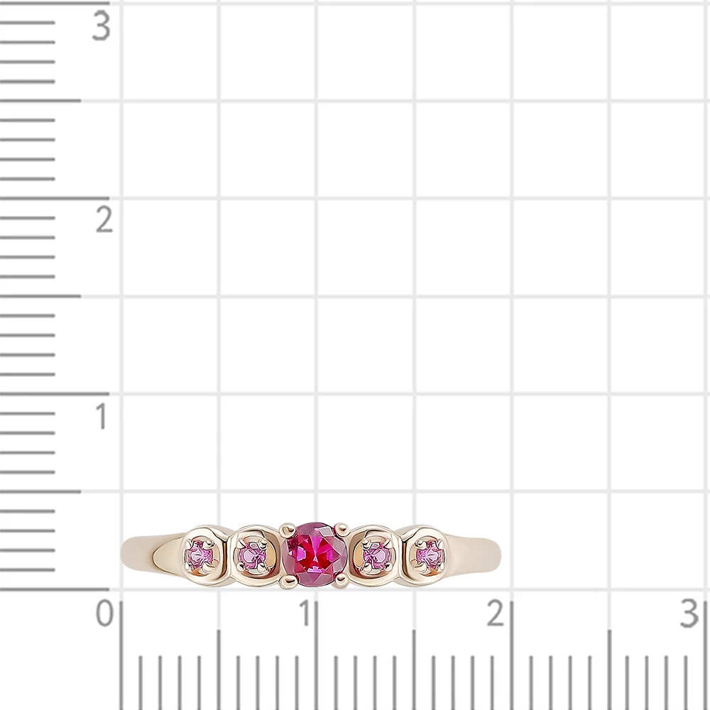 Кольцо с рубинами синтетическими из красного золота 375 пробы 2