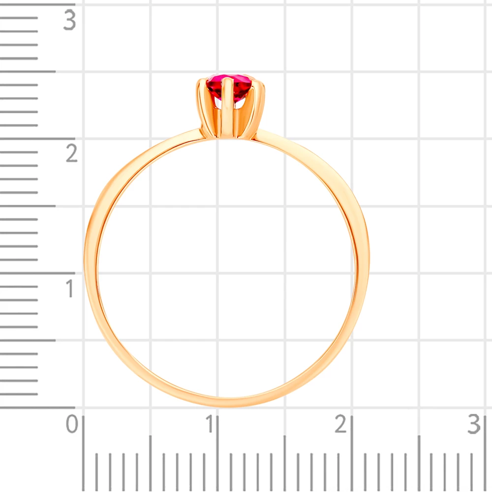 Кольцо с рубином синтетическим из красного золота 585 пробы 3