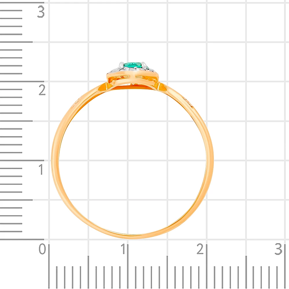Кольцо с гидротермальным изумрудом и бриллиантами из красного золота 585 пробы 3