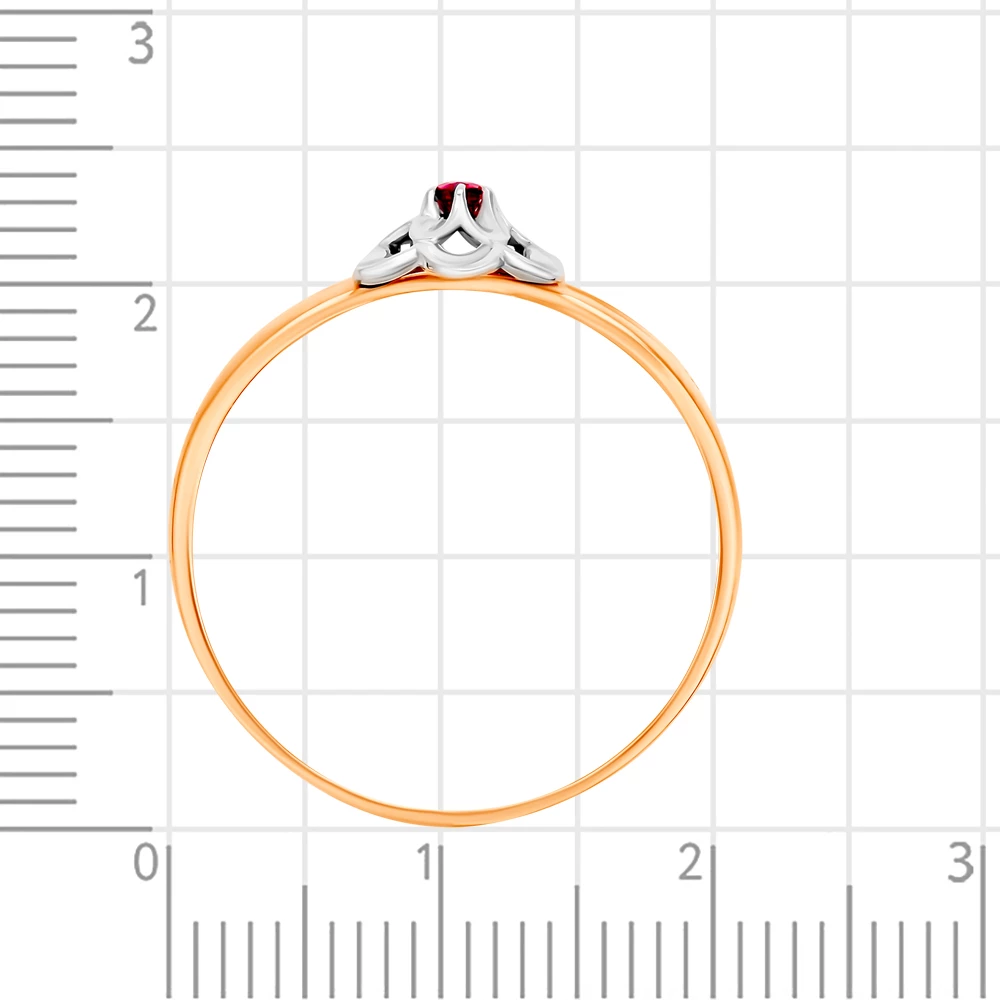 Кольцо с рубином синтетическим из красного золота 585 пробы 3
