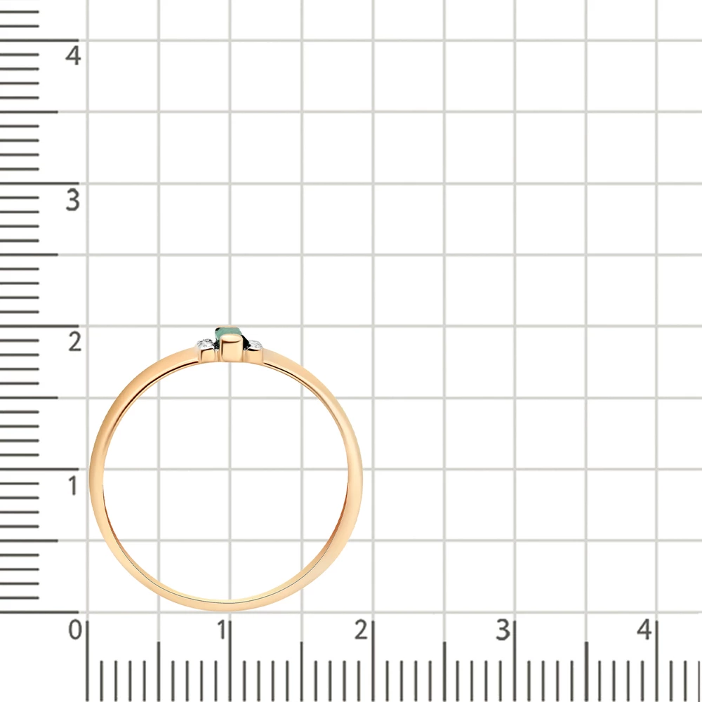 Кольцо с гидротермальным изумрудом и бриллиантами из красного золота 585 пробы 3
