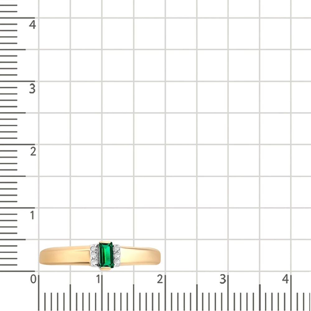 Кольцо с гидротермальным изумрудом и бриллиантами из красного золота 585 пробы 2