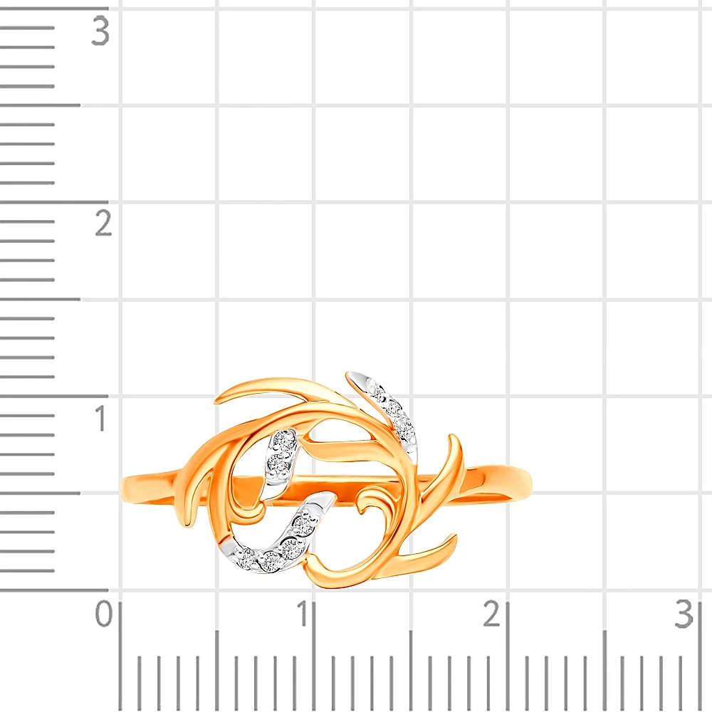 Кольцо с бриллиантами из красного золота 585 пробы 2