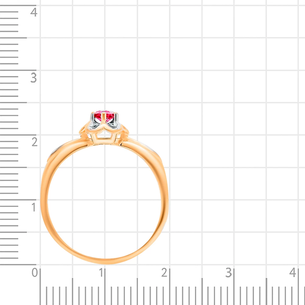 Кольцо с рубином синтетическим из красного золота 375 пробы 3