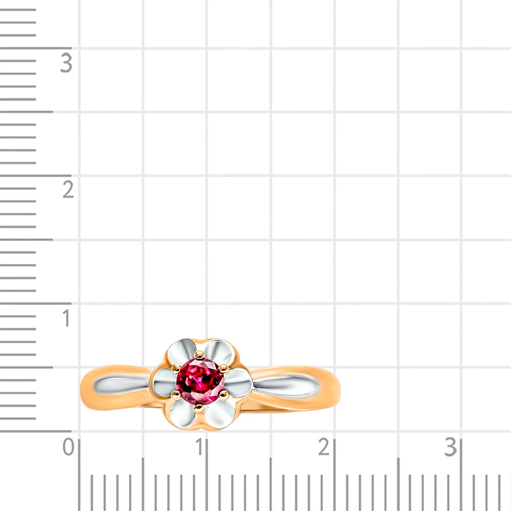 Кольцо с рубином синтетическим из красного золота 375 пробы 2