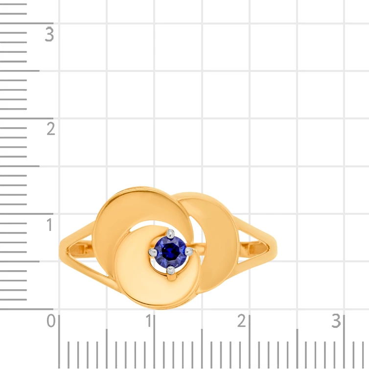 Кольцо с сапфиром синтетическим из красного золота 585 пробы 2