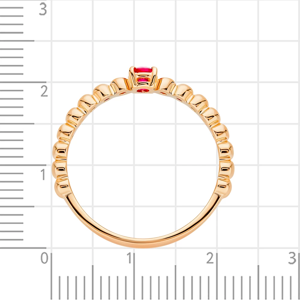 Кольцо с рубином синтетическим из красного золота 585 пробы 3