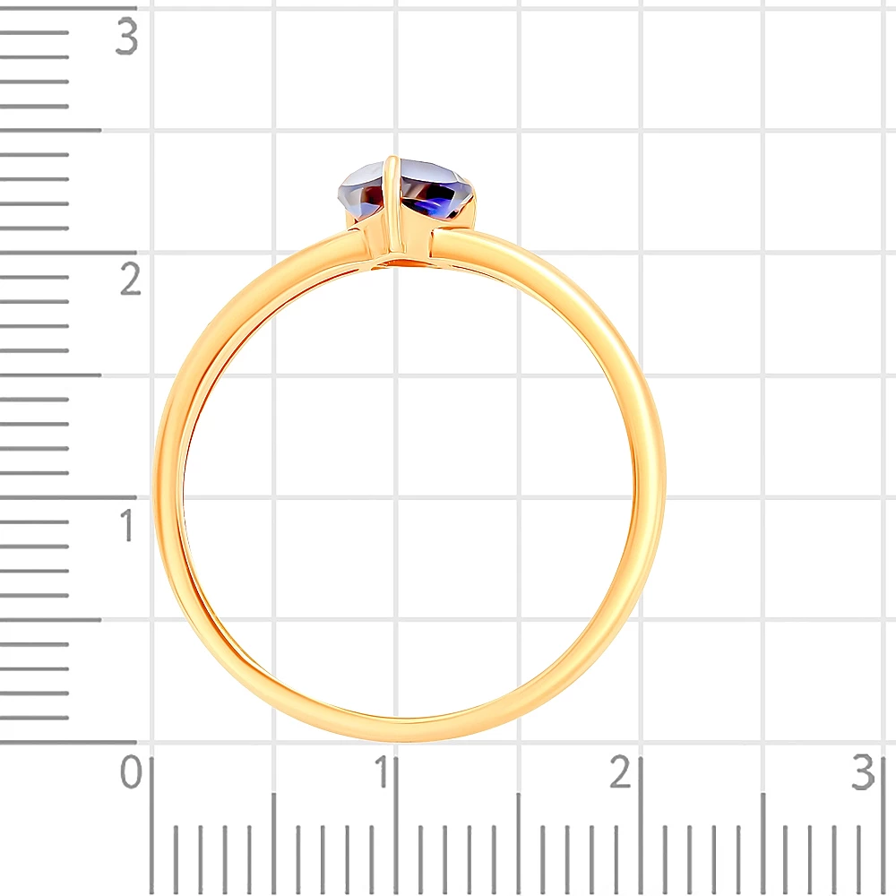 Кольцо с сапфиром синтетическим из красного золота 585 пробы 3