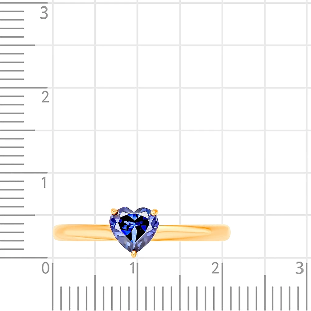 Кольцо с сапфиром синтетическим из красного золота 585 пробы 2