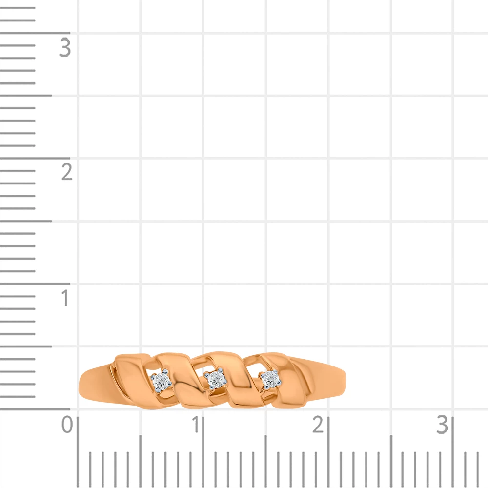 Кольцо с муассанитами из красного золота 585 пробы 2