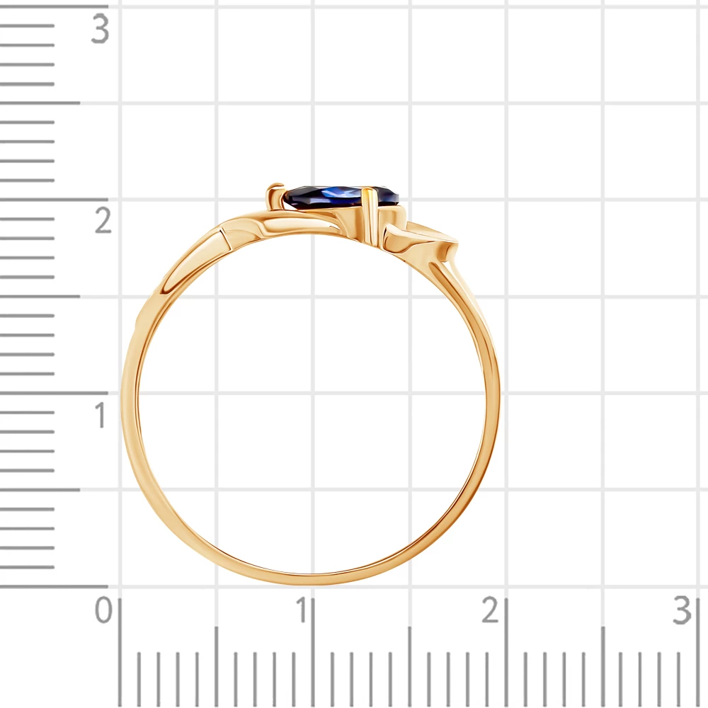 Кольцо с сапфиром синтетическим из красного золота 585 пробы 3