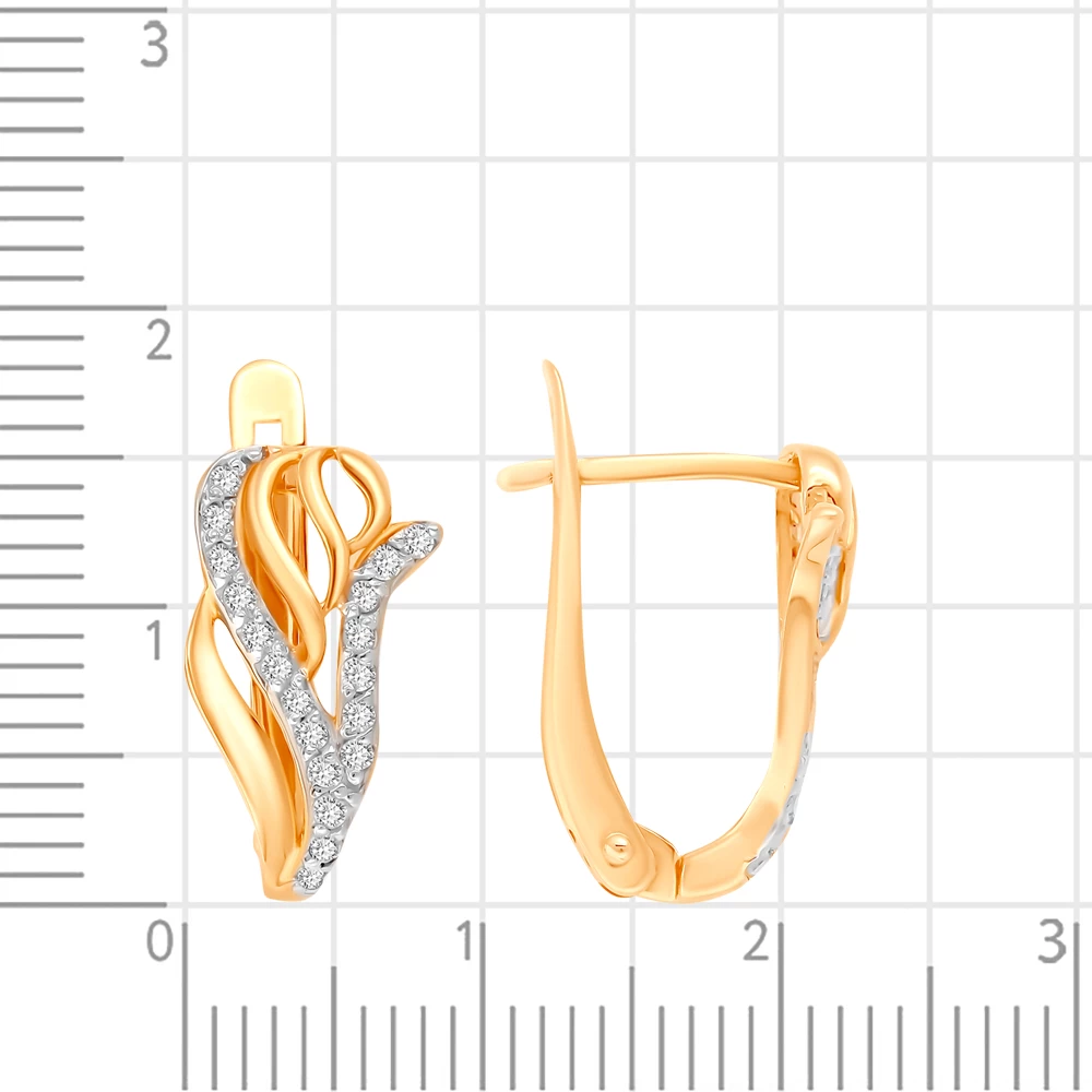 Серьги с бриллиантами из красного золота 585 пробы 2