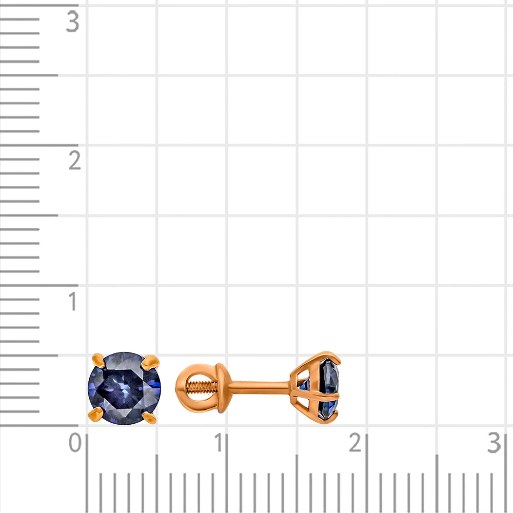 Серьги с сапфирами синтетическими из красного золота 375 пробы 2