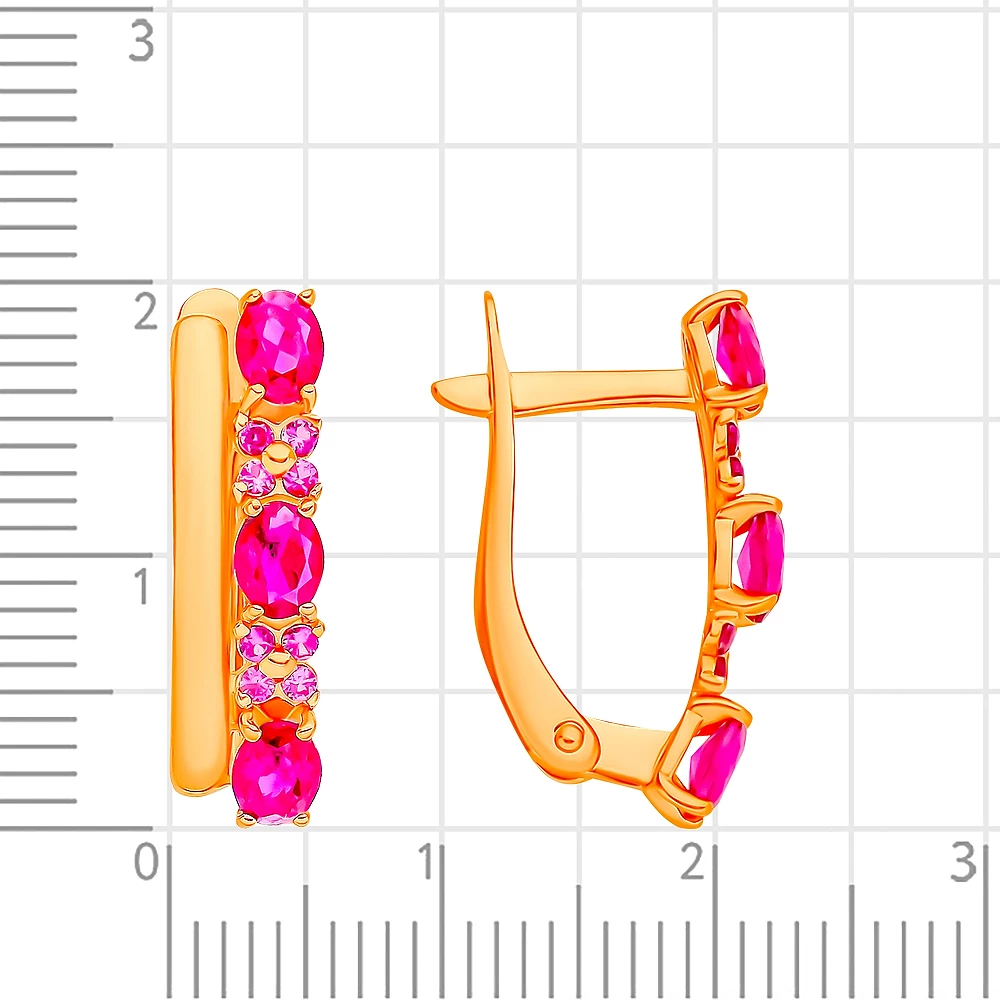 Серьги с рубинами синтетическими из красного золота 375 пробы 3