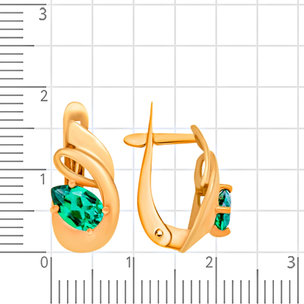 Серьги с гидротермальными изумрудами из красного золота 375 пробы 2