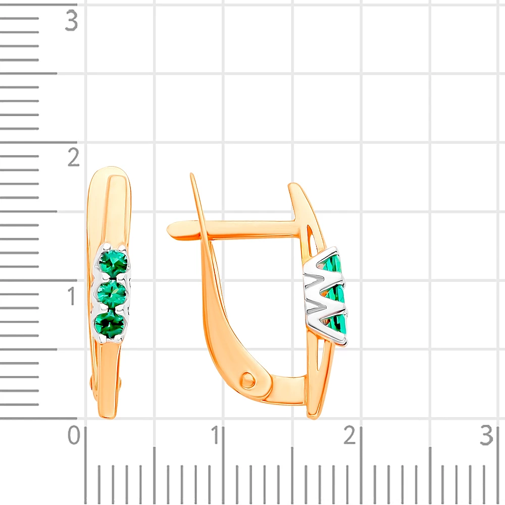 Серьги с гидротермальными изумрудами из красного золота 585 пробы 2