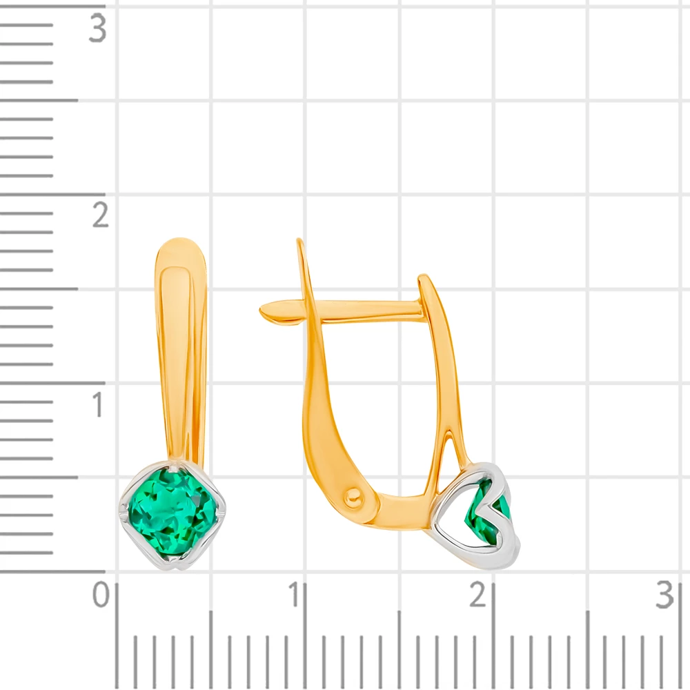 Серьги с гидротермальными изумрудами из красного золота 585 пробы 2