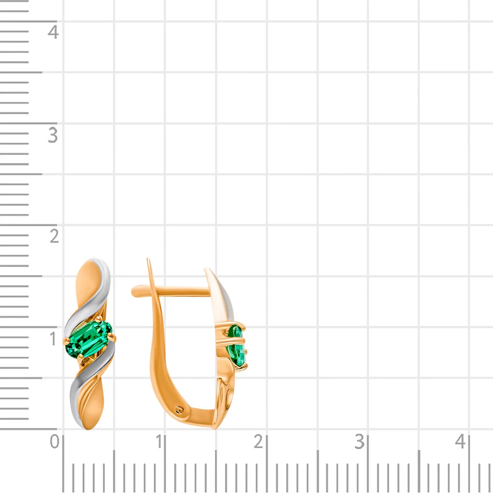 Серьги с гидротермальными изумрудами из красного золота 585 пробы 2