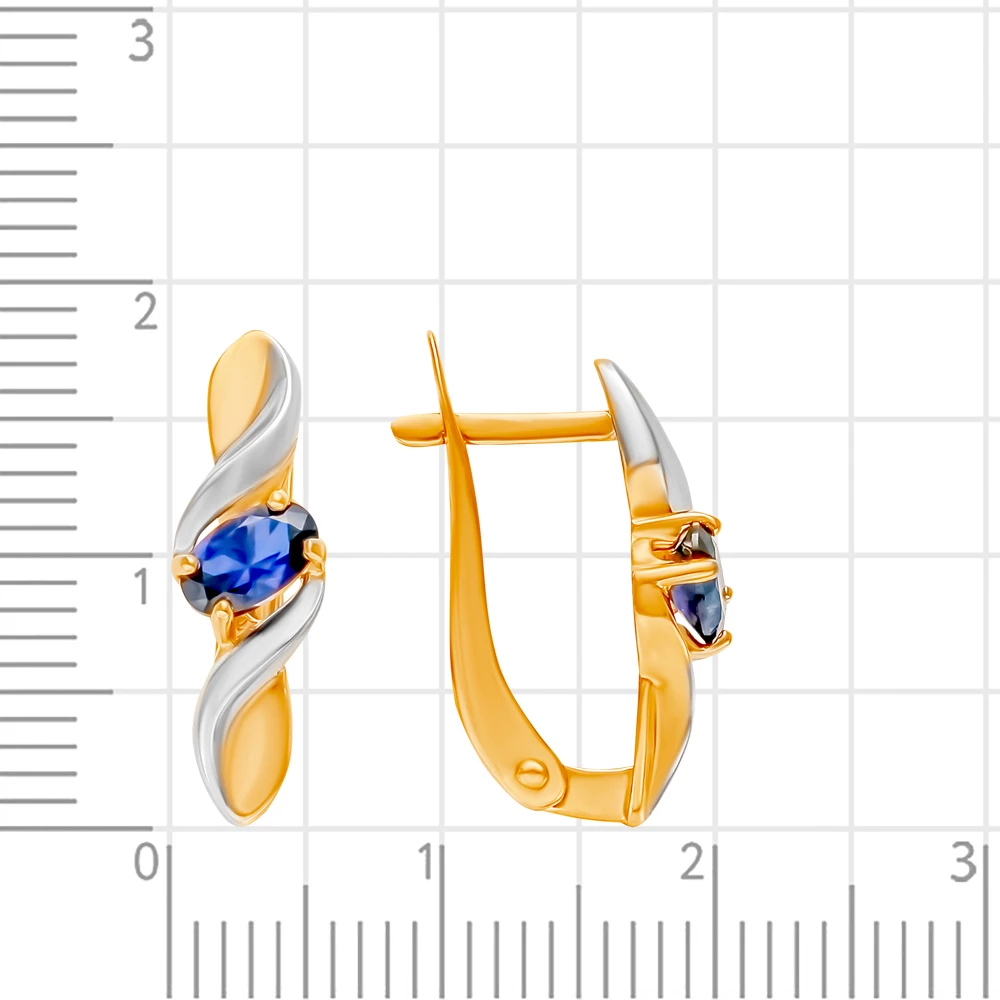 Серьги с сапфирами синтетическими из красного золота 585 пробы 2