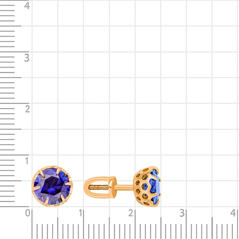 Серьги с сапфирами синтетическими из красного золота 585 пробы 2